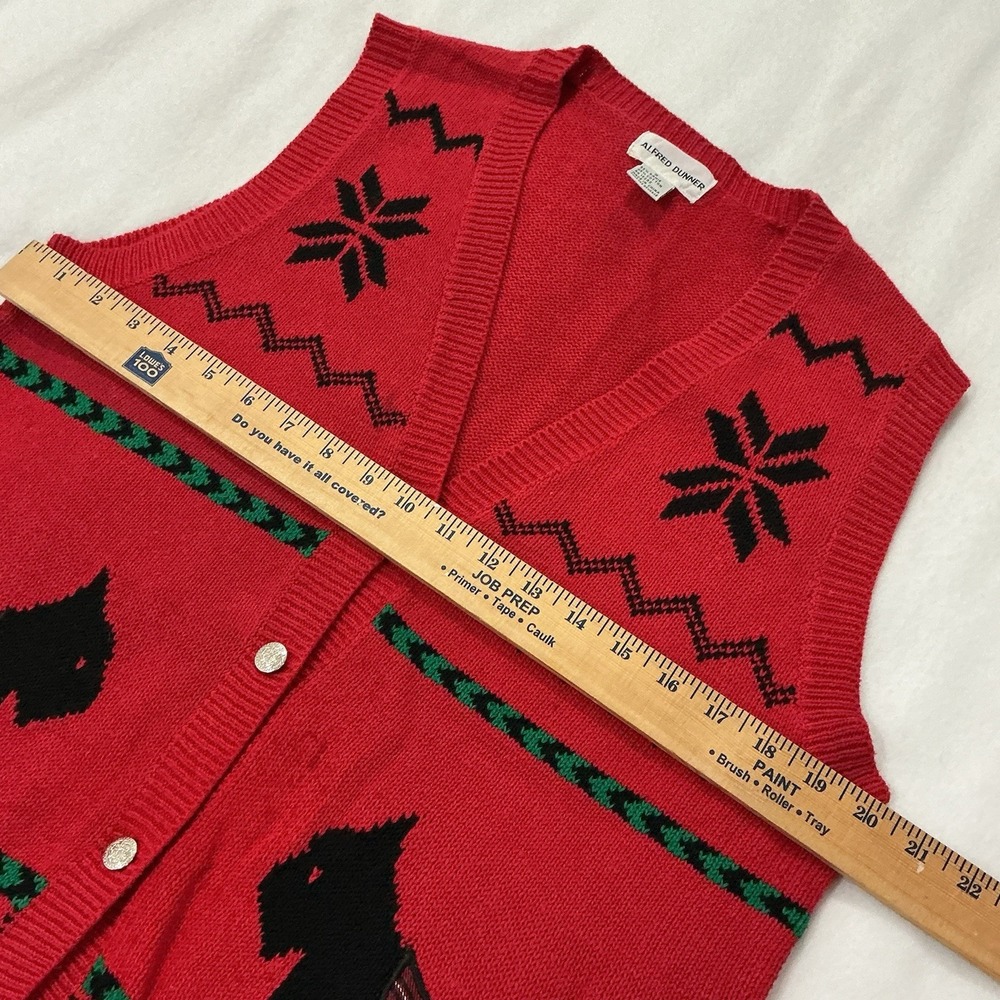 Alfred Dunner Scottie Dogs Red Knit Vest Sz. Small Vintage90s Cottagecore Preppy - Picture 11 of 13
